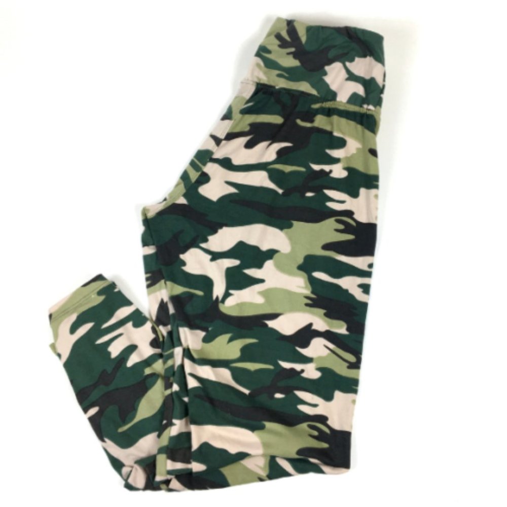 Hot Kiss Women's Lady Camouflage Green Brown Black Soft Workout Leggings Size2X